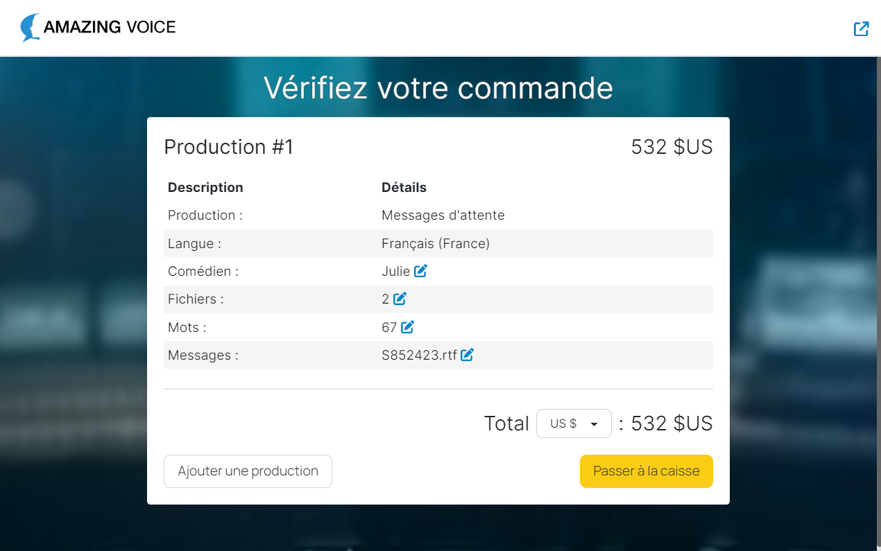 vérifiez votre commande